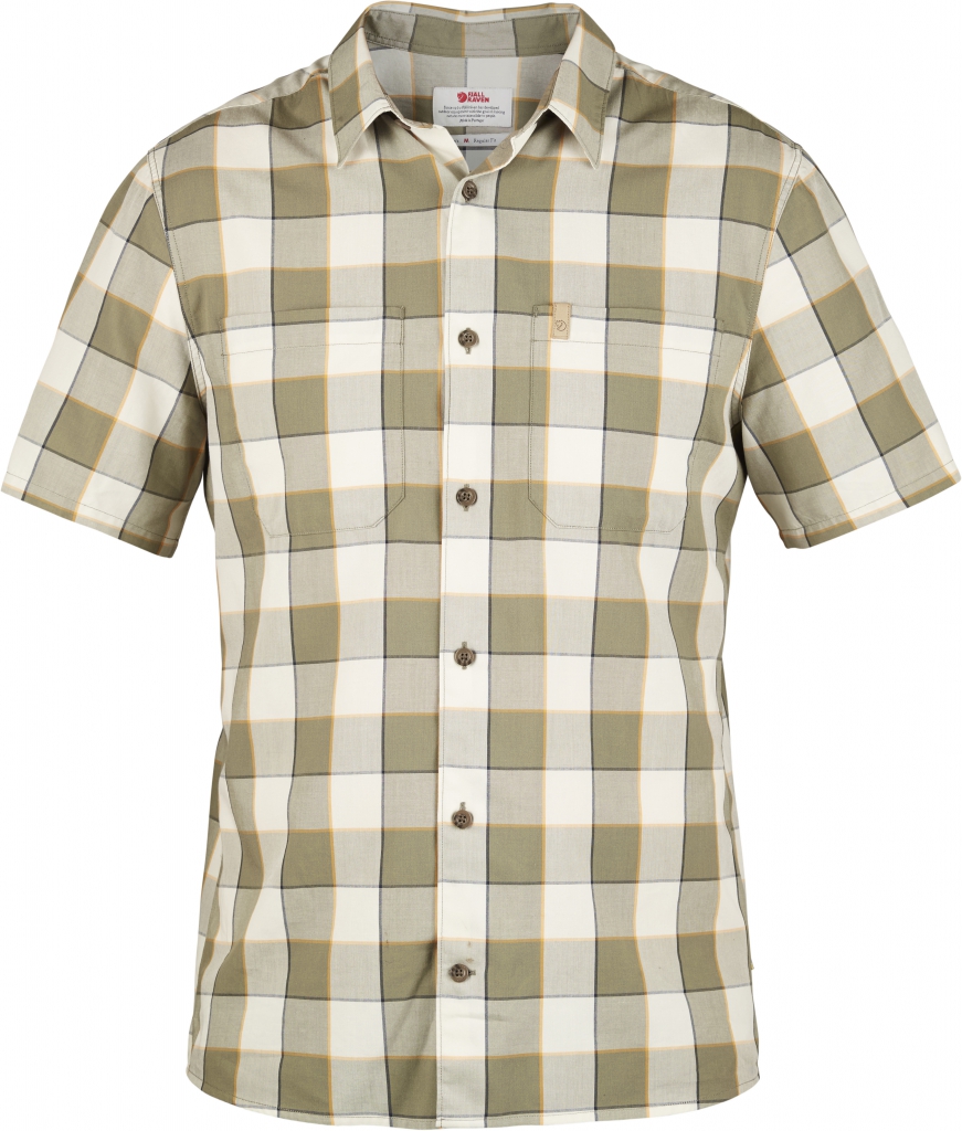 fjellreven high coast big check shirt ss - chalk white