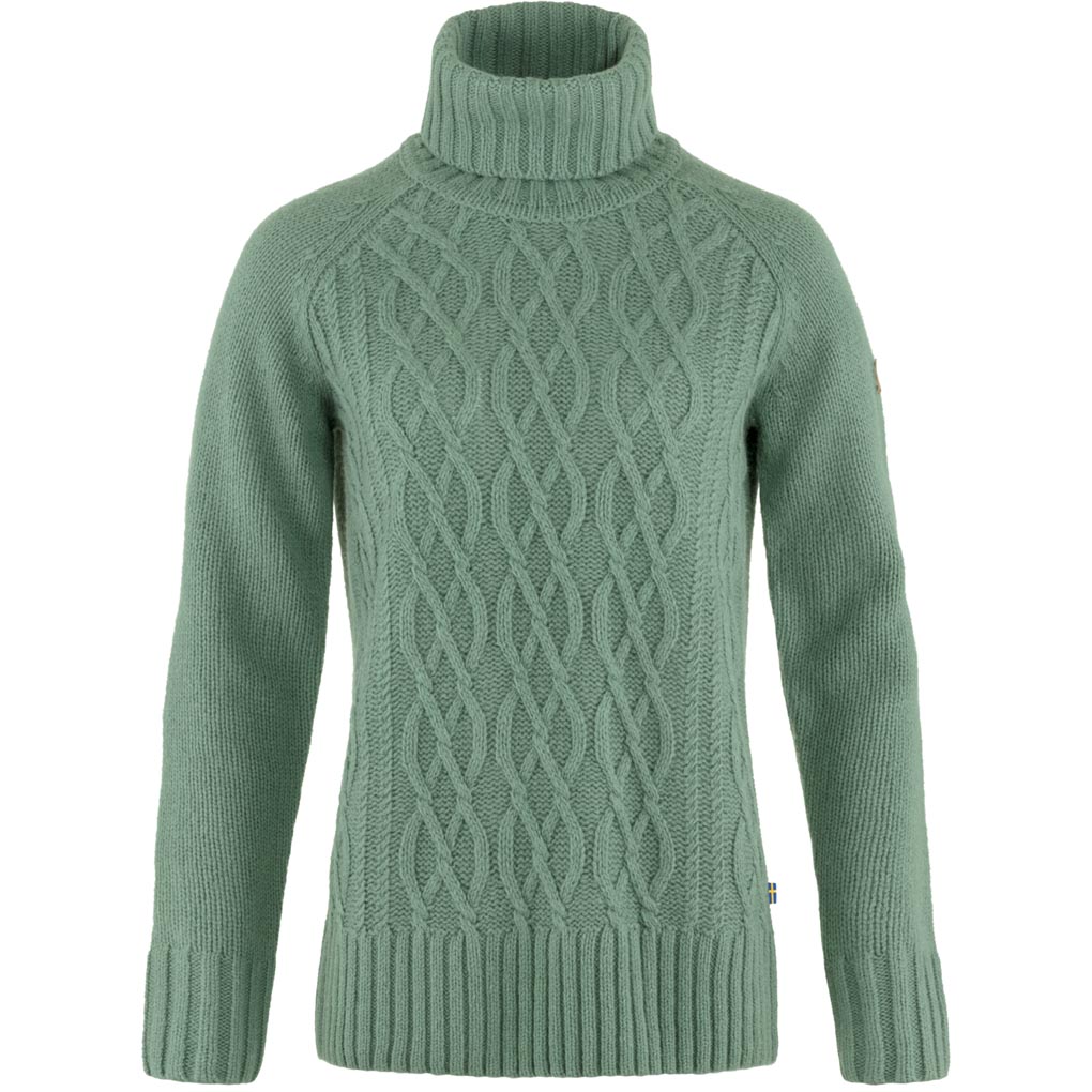 fjellreven Övik cable knit roller neck dame - patina green