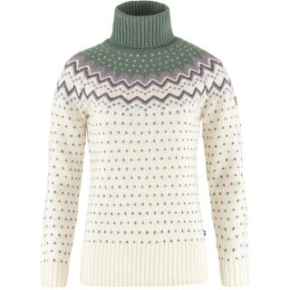 fjellreven Övik knit roller neck dame - chalk white - patina green