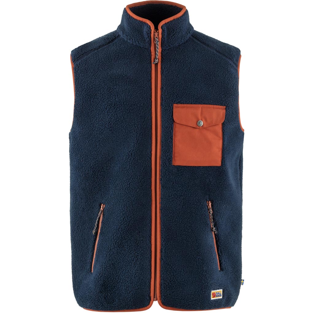 fjellreven vardag pile fleece vest herre - navy - autumn leaf