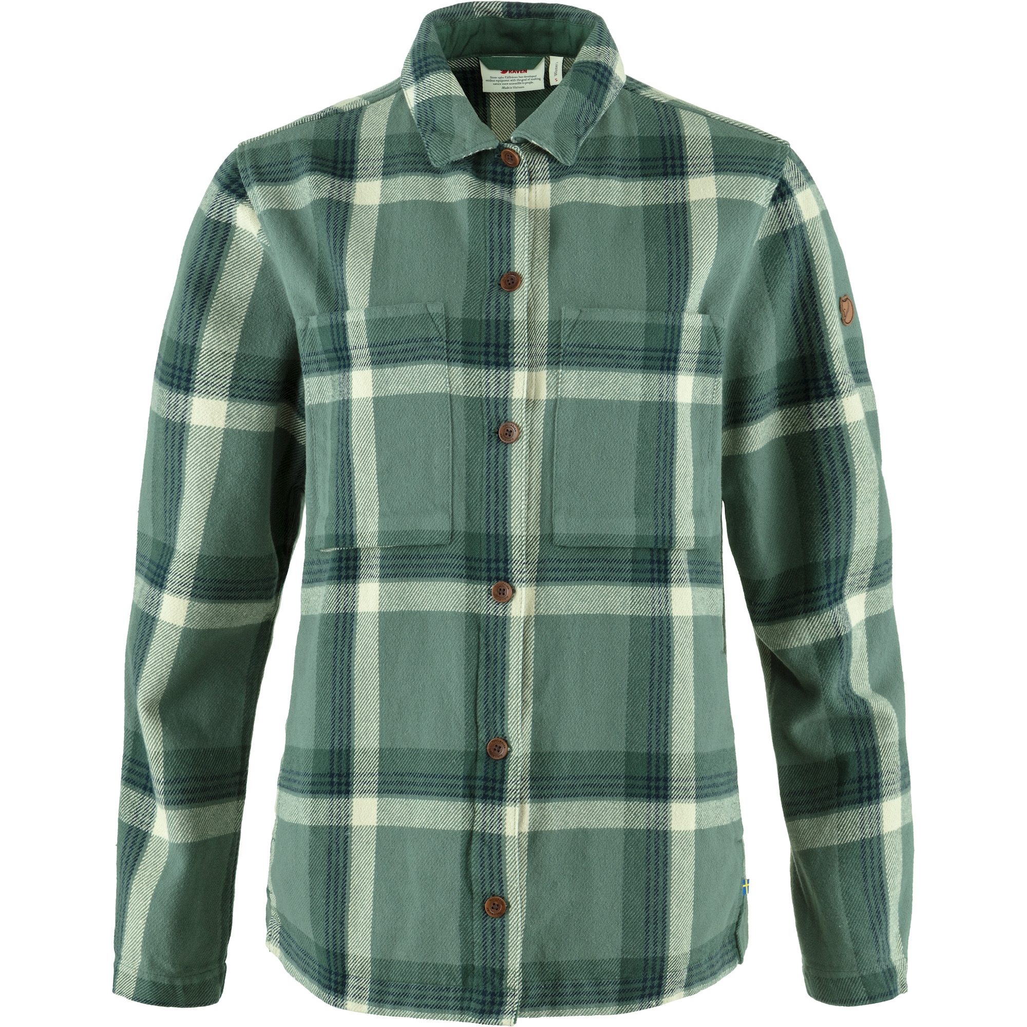 fjellreven singi flannel overshirt dame - patina green - deep patina